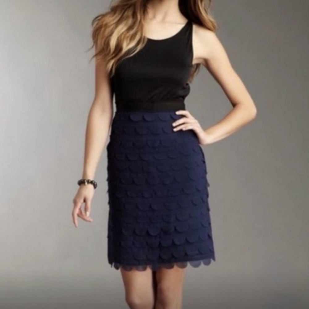 BCBGMaxAzria‎ South Pacific Silk Tiered Scalloped Dress